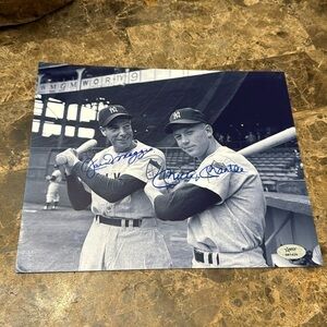 Mickey Mantle joe DiMaggio autograph photo New York Yankees